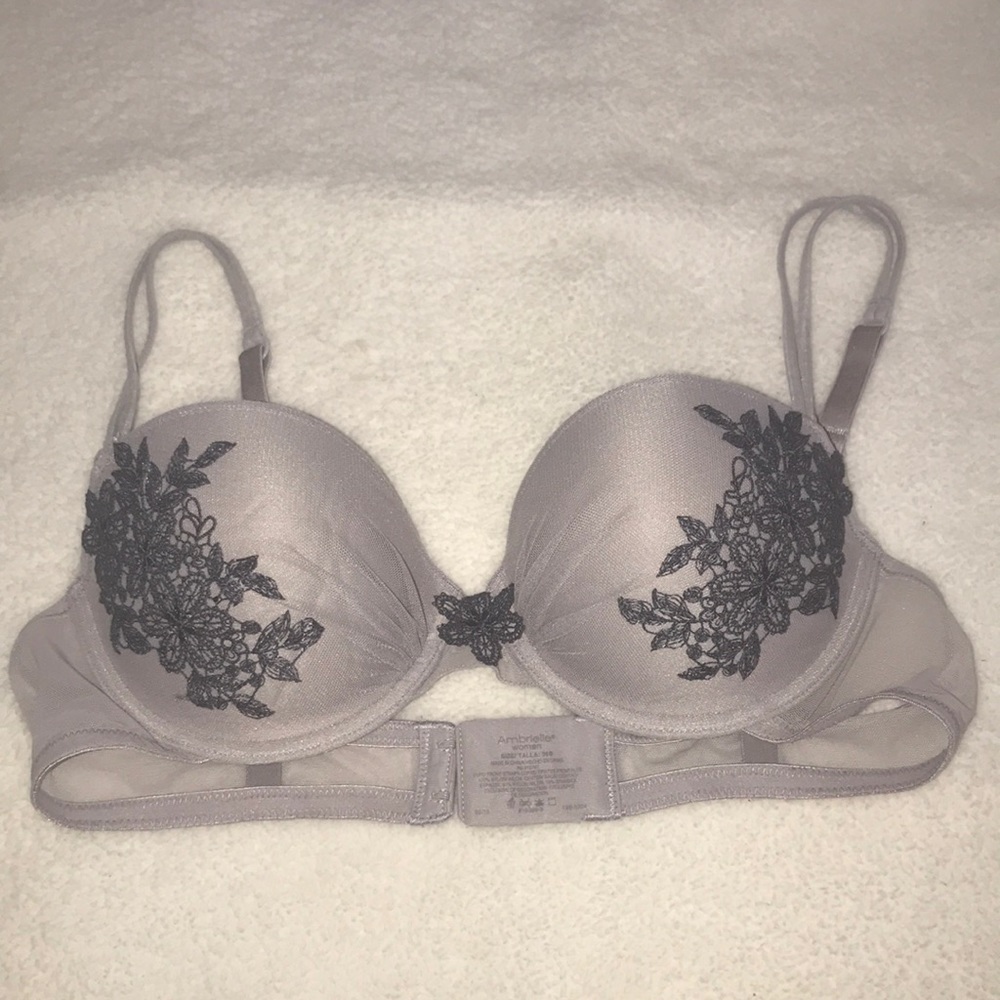 Ambrielle women bra lace appliqués & sheer overlay